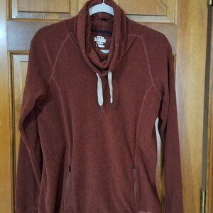 Noble Outfitters Fleece Sweater Womens Small Rust Pullover Funnel Cowl Neck Top